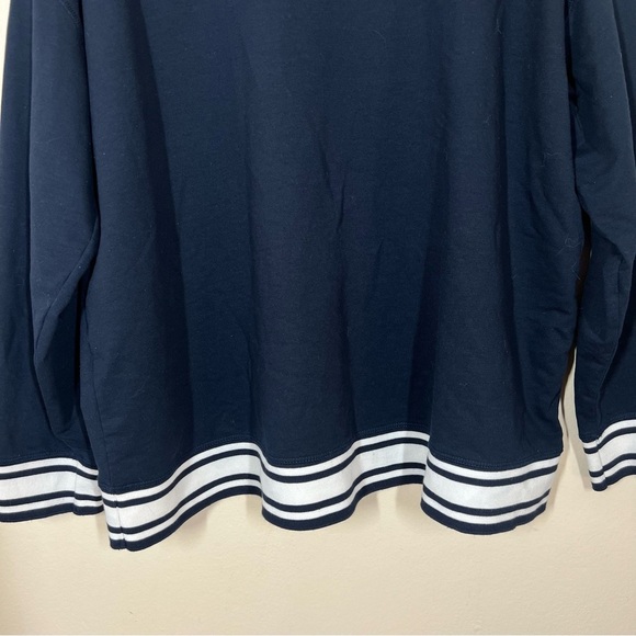 J Jill Fit Womens Navy Blue Contrast Band Pullover Shirt Size XL Cotton Blend - Picture 3 of 9